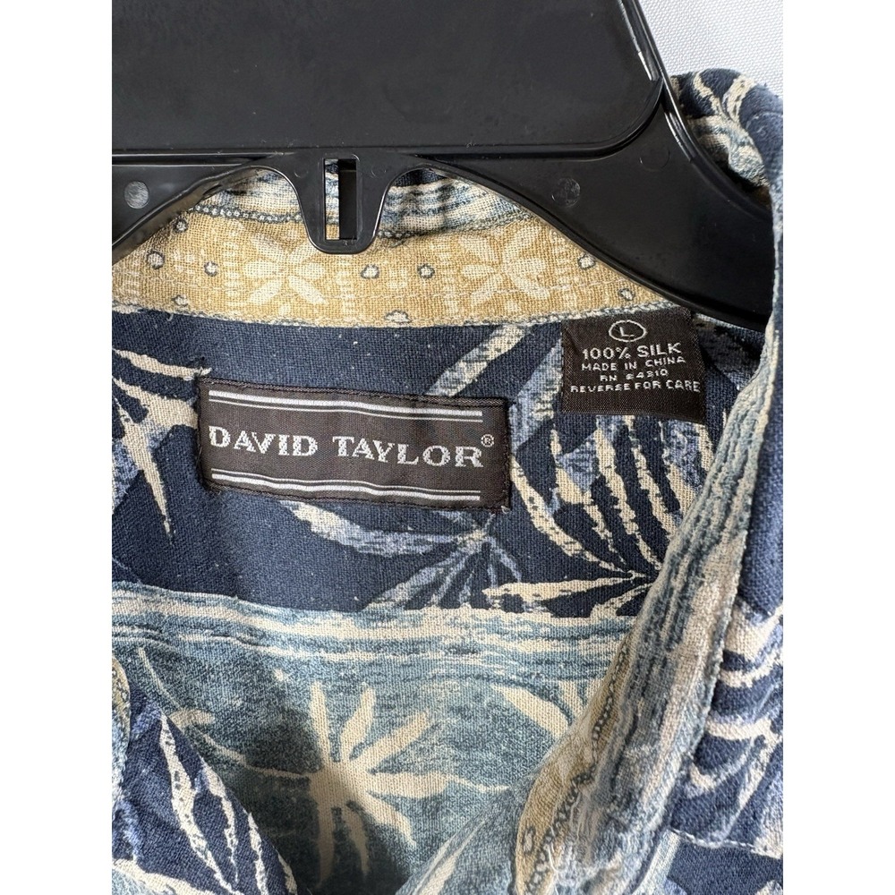 David taylor shirt size L 100% washable silk Hawaiian tropical button up - Picture 5 of 6
